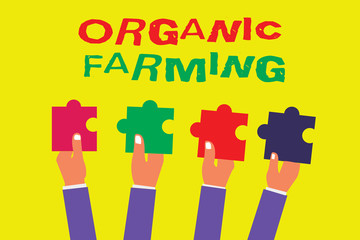 Conceptual hand writing showing Organic Farming. Business photo showcasing an integrated farming system that strives for sustainability.