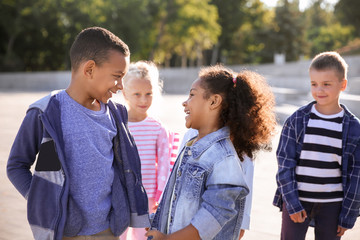 Group of happy children outdoors