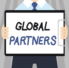 Word writing text Global Partners. Business concept for Two or more firms from different countries work as a team.