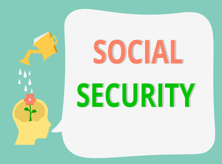 Word writing text Social Security. Business concept for assistance from state people with inadequate or no income.
