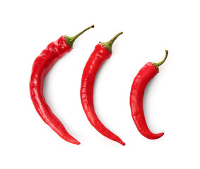 Red chili peppers on white background