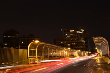 traffic in the city at night