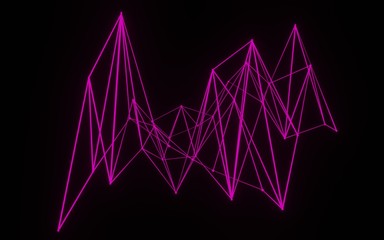 Abstract 3d rendering low poly line wall 