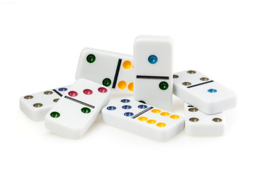 Domino isolated on white background photo for your leisure projects or board games publications. Closeup.