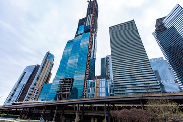 Naklejka premium North america. Chicago, usa. Building, skyscraper, architecture.