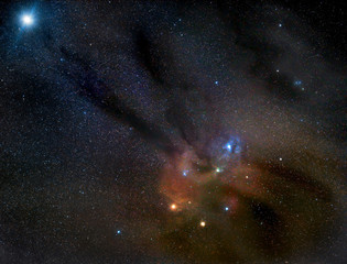 Rho Ophiuchi star cluster and nebula