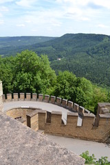 Top view of the road to the fortress and beautiful landscape.