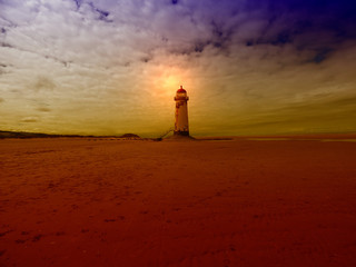 Point of Ayr  lighthouse on Talacre beach North Wales