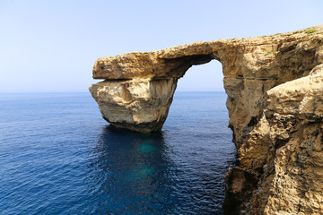 Natural arch in Dwejra Bay. Gozo island called Azure window. Malta