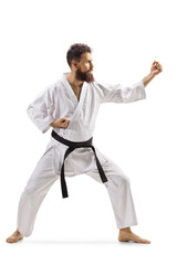 Man in kimono practicing martial arts