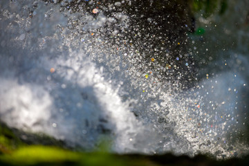 Waterfall, splash in whitewater with drops