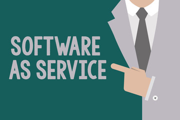 Conceptual hand writing showing Software As Service. Business photo text On Demand licensed on Subscription and centrally hosted.