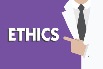 Writing note showing Ethics. Business photo showcasing moral principles that govern person behaviour or conducting activity.