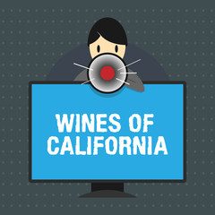 Text sign showing Wines Of California. Conceptual photo Best Winemakers in the USA Export Quality Beverage.