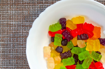 Jelly bear Marmalade closeup background