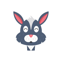 Cute rabbit face vector illustration isolated on white.