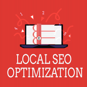 Writing note showing Local Seo Optimization. Business photo showcasing increase Search Visibility to Rank on Top list.
