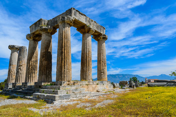Apollo Temple in ancient Corinth, Greece - obrazy, fototapety, plakaty