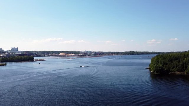 Lake Saimaa from Luukkaansalmi bridge in Lappeenranta, Finland. 