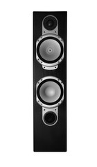 Isolated photo of hi-end wooden acoustic sistem