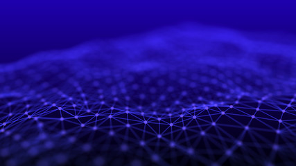 The structure of the network connection of points and lines. Data technology. Digital background. 3D rendering.