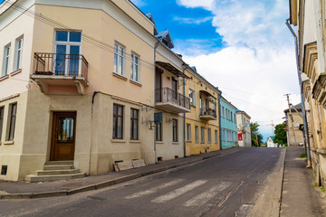 Fototapeta na wymiar City Zhovkva, street of old town. Lviv region, Ukraine.