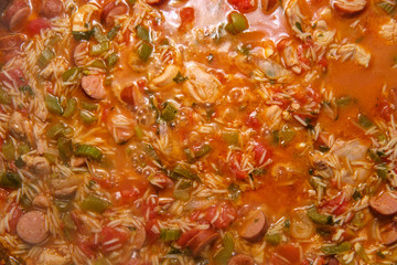 Cooking Chicken Andouille Sausage Jambalaya