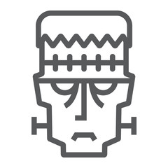 Frankenstein line icon, halloween and monster, zombie sign, vector graphics, a linear pattern on a white background.