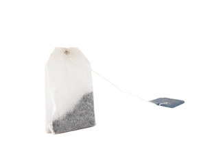 Photo of non-used teabag over white background