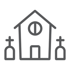 Horror house line icon, halloween and home, scary building sign, vector graphics, a linear pattern on a white background.