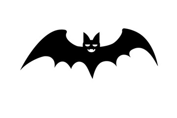 Flying black bat on white background. Halloween symbol