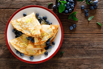 Sweet crepes filled with fresh blueberry