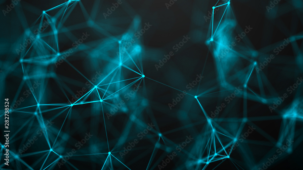 Leinwandbilder Abstract connection dots. Technology background. Network connection structure. Plexus effect. 3d