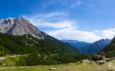 Fototapeta na wymiar view of Julian Alps from The Vrsic Pass, Slovenia