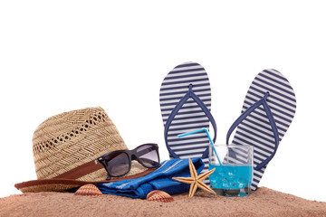 Naklejka premium Beach accessories, Sea vacation