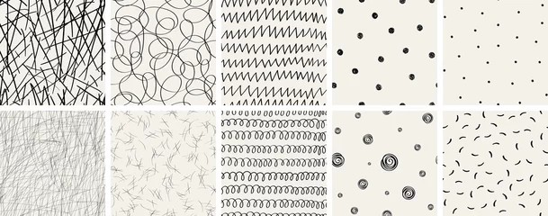  Set van naadloze abstracte handgetekende patronen. Vector moderne creatieve achtergronden voor uw ontwerp © kokoshka