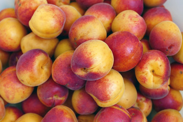 fried fresh apricots, dark pink color