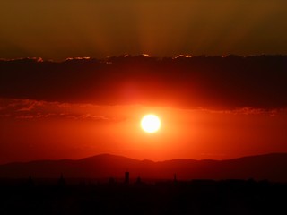 sunset in mountains