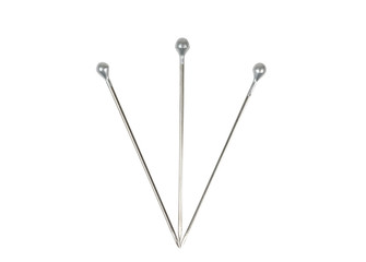 Photo of three isolated pins over white background