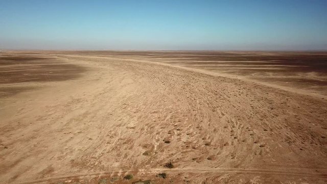Desert and sky flight Paran plains, Drone shot, negev desert, Israel