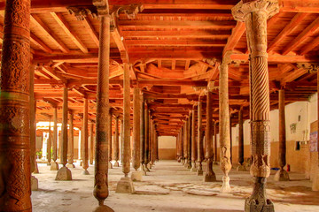 This mosque was created with wooden pillars scavenged from numerous other sites, so that each has a...