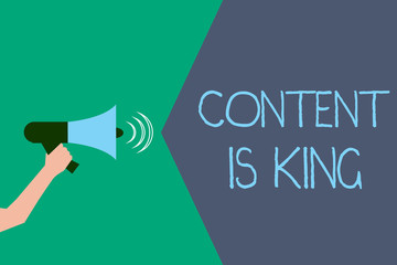 Writing note showing Content Is King. Business photo showcasing Content is the heart of today s marketing strategies.