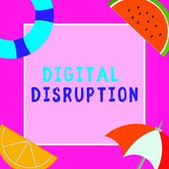 Word writing text Digital Disruption. Business concept for Changes that affect technology markets Product makeover.