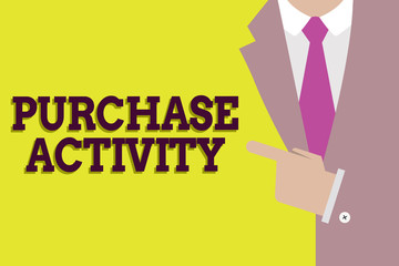 Handwriting text Purchase Activity. Concept meaning Acquiring goods to achieve the goals of an organization.