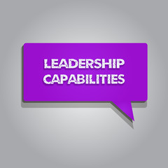 Handwriting text writing Leadership Capabilities. Concept meaning Set of Performance Expectations a Leader Competency.