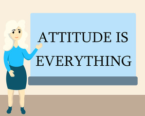 Writing note showing Attitude Is Everything. Business photo showcasing Positive Outlook is the Guide to a Good Life.