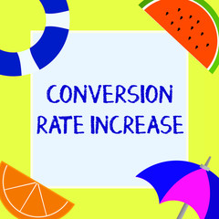 Writing note showing Conversion Rate Increase. Business photo showcasing Ratio of Total Visitors who perform desired actions.