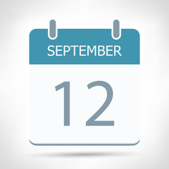 September 12 - Calendar Icon - Calendar flat design template - Business vector illustration.