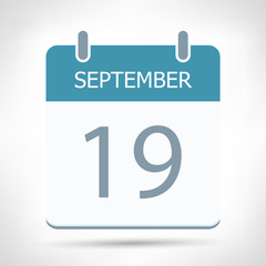September 19 - Calendar Icon - Calendar flat design template