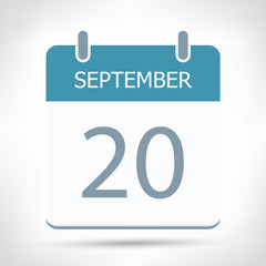 September 20 - Calendar Icon - Calendar flat design template